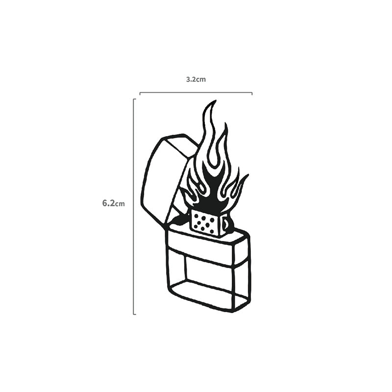 Feuerzeug Temporaeres Tattoo Größenangabe
