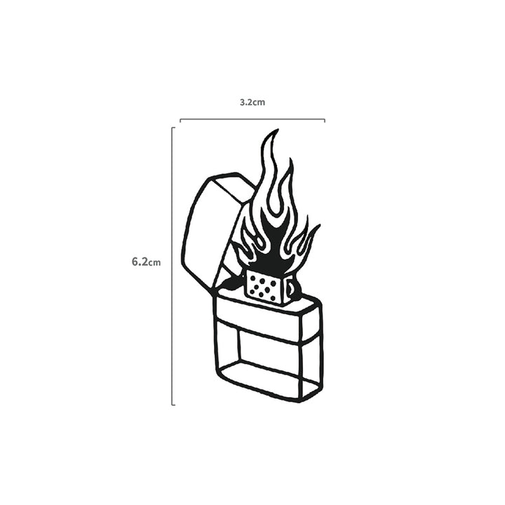 Feuerzeug Temporaeres Tattoo Größenangabe