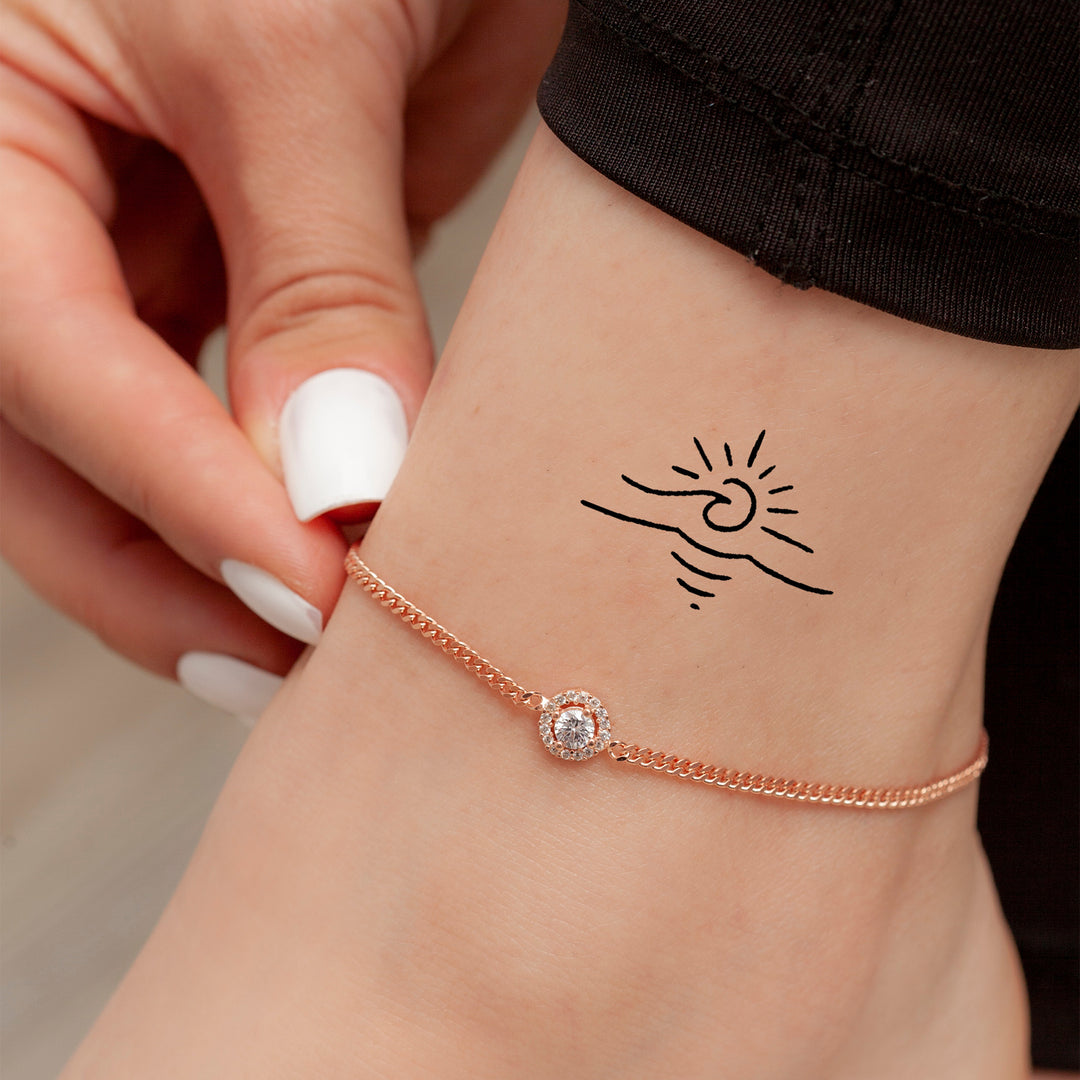 Sunset Wave Temporäres Tattoo