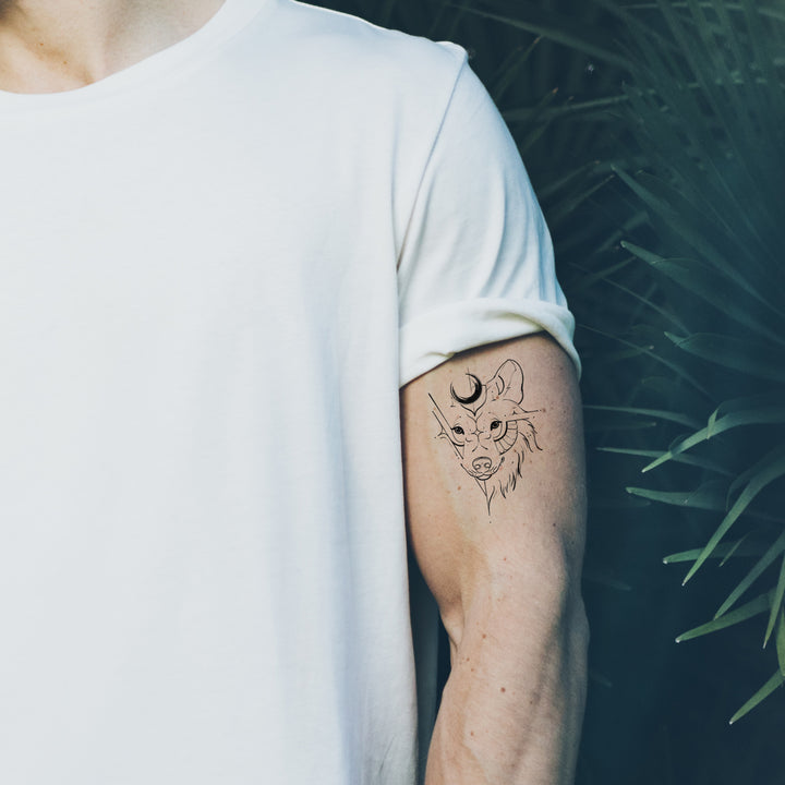 Linework Wolf Temporäres Tattoo