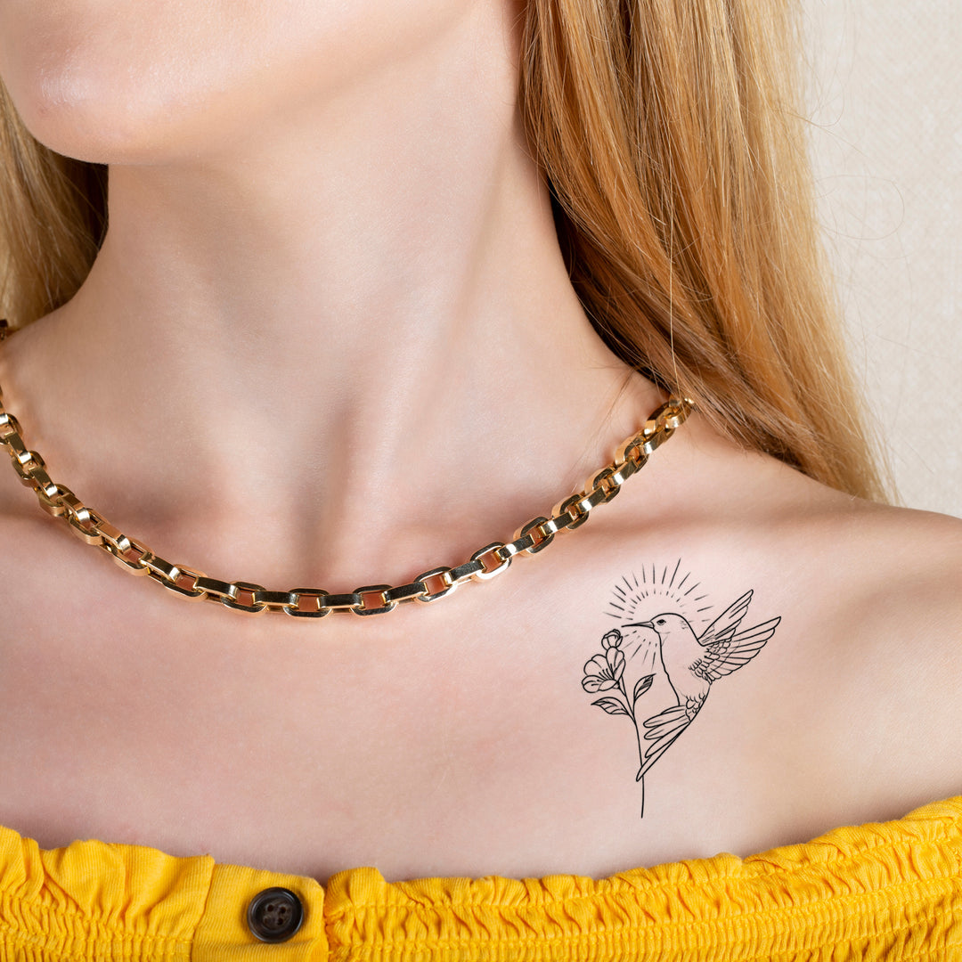 Kolibri mit Blüte Temporäres Tattoo