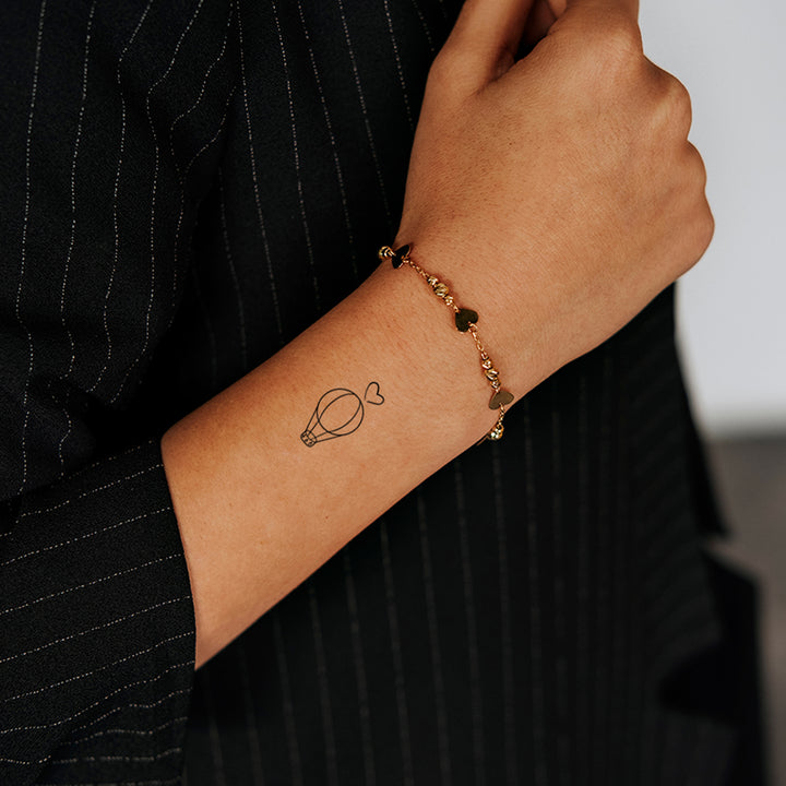Heißluftballon mit Herz Temporäres Tattoo