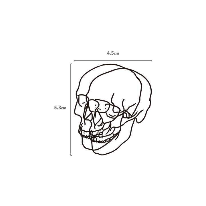 3D Skull Lineart Temporäres Tattoo Größenangabe