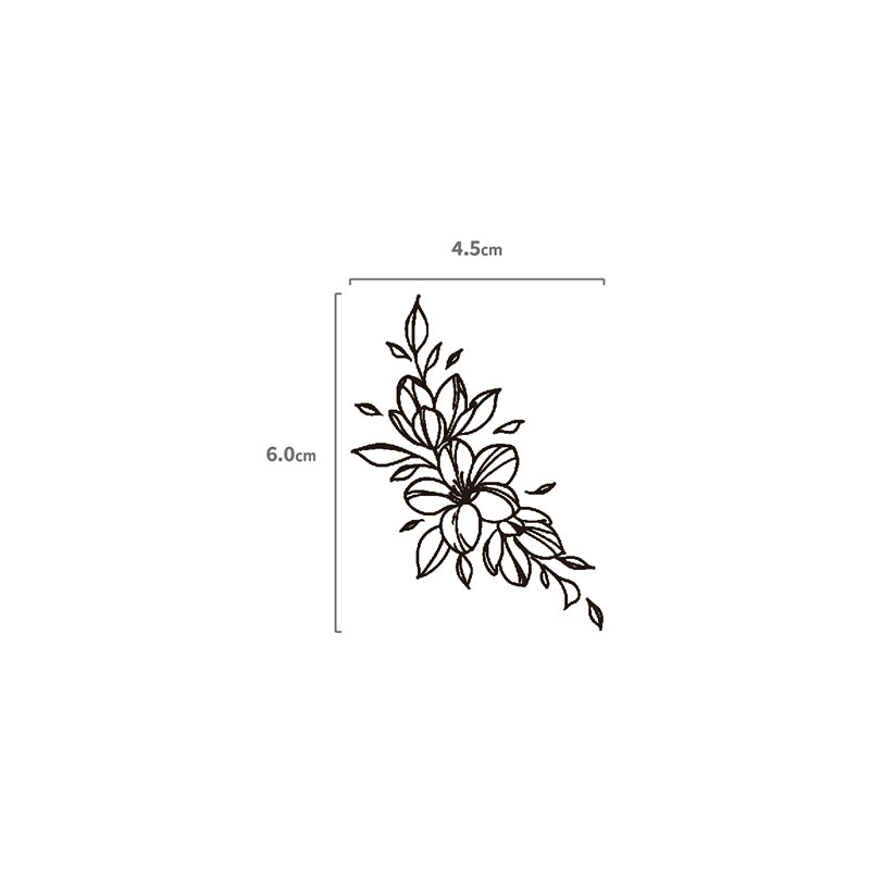 Linework Blüten Temporäres Tattoo Größenangabe