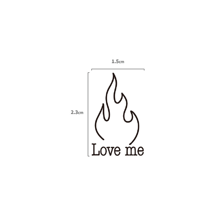 Love me Flames Temporäres Tattoo Größenangabe