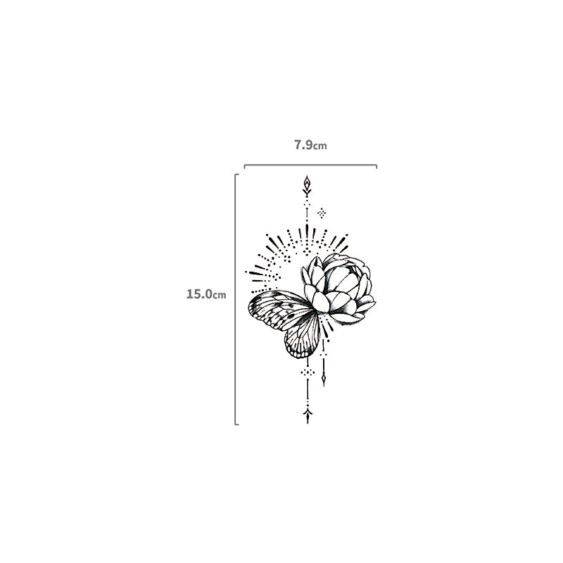 Schmetterling und Pfingsrose mit Ornamenten