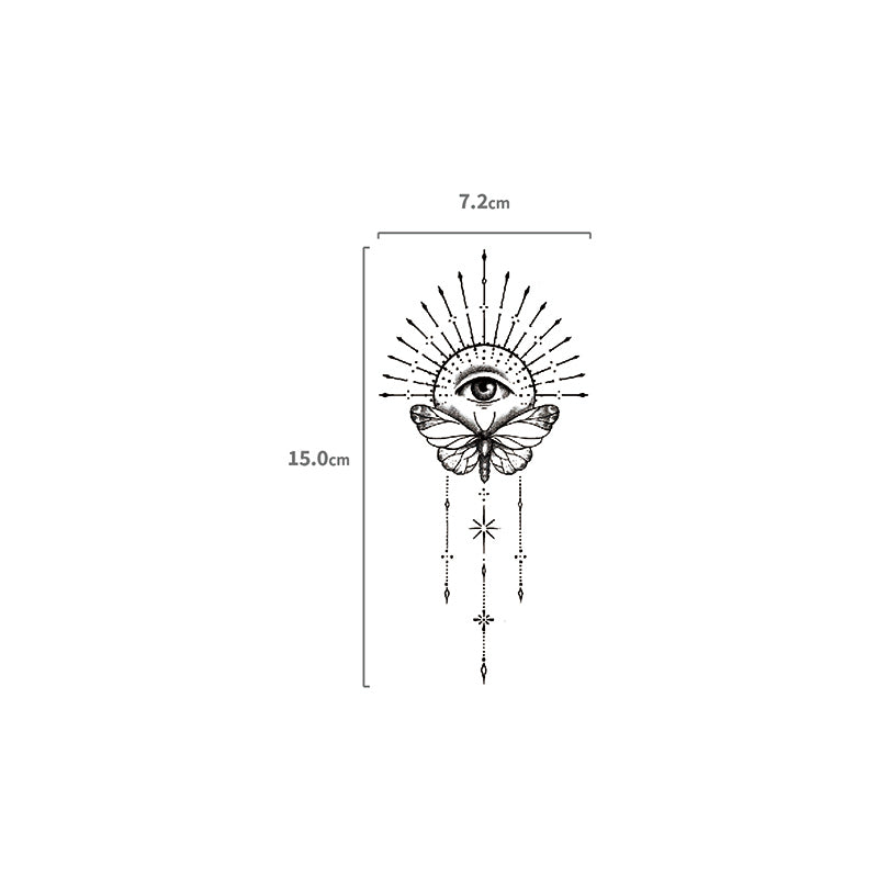 Schmetterlingsblick mit Ornamenten Temporäres Tattoo Größenangabe